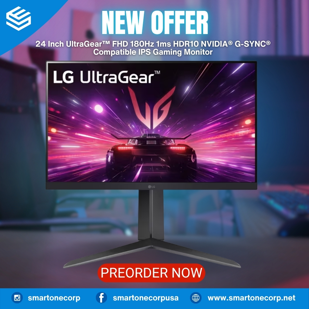 Inicio 9 24 Inch UltraGear™ FHD 180Hz 1ms HDR10 NVIDIA® G-SYNC® Compatible IPS Gaming Monitor 24GS65F-B