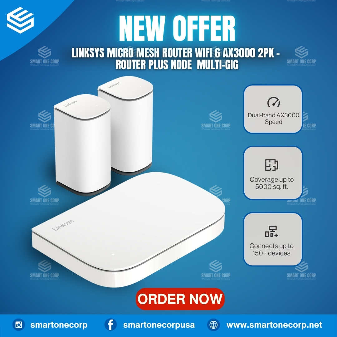 Inicio 7 Linksys Micro Mesh Router WIFI 6 AX3000 2PK - Router plus Node Multi-gig